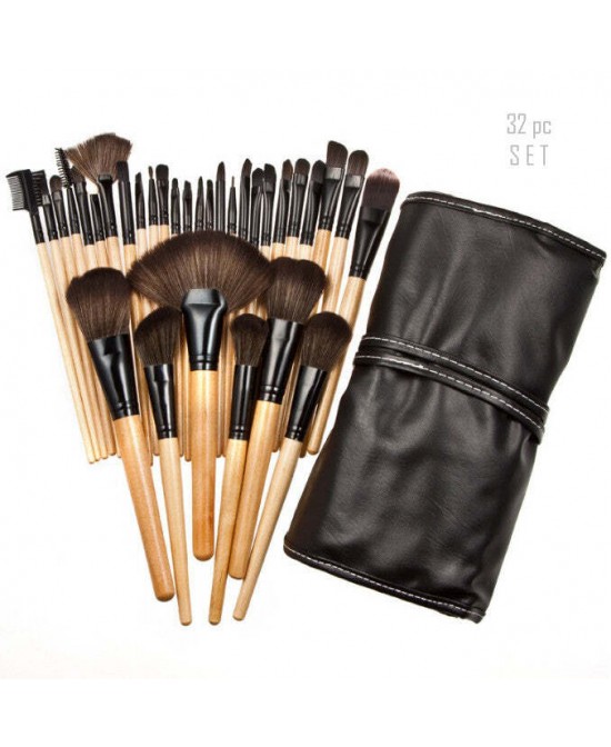 Sculptor 32 Piece High Quality Wooden Makeup Brush Set