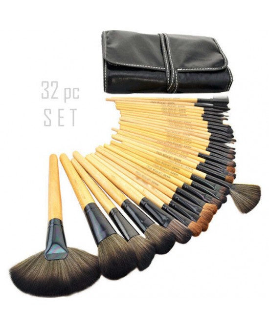 Sculptor 32 Piece High Quality Wooden Makeup Brush Set