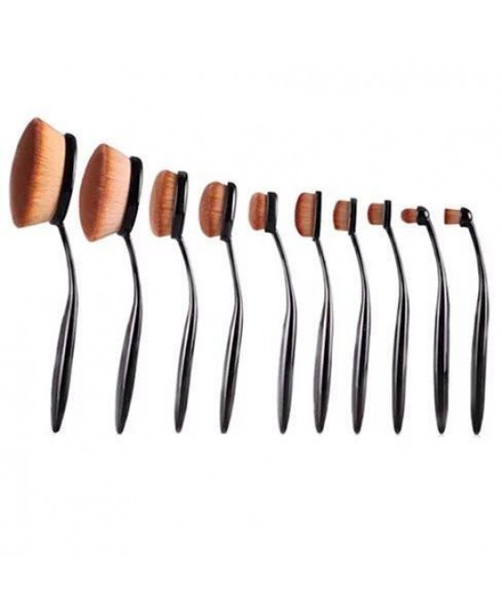 Colors: BLACK - Beauty Experts Set of 10 Oval Beauty Brushes