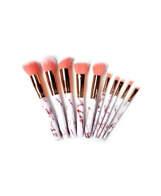 Color: Pink Glow - La Canica 10 In 1 Makeup Brush Set With Travel Friendly Container