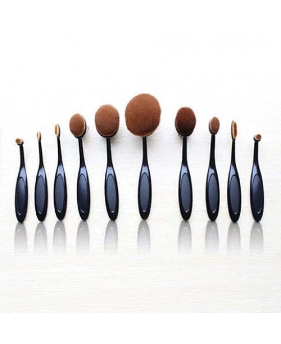 Colors: BLACK - GOLD - Beauty Experts Set of 10 Oval Beauty Brushes