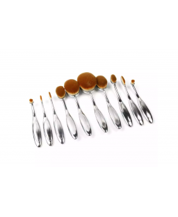 Colors: SILVER - Beauty Experts Set of 10 Oval Beauty Brushes