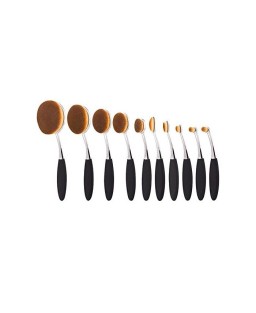 Colors: BLACK - SILVER - Beauty Experts Set of 10 Oval Beauty Brushes