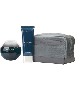 BVLGARI AQUA by Bvlgari (MEN) - EDT SPRAY 3.4 OZ & AFTERSHAVE BALM 3.4 OZ & POUCH