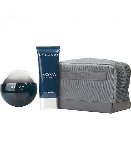 BVLGARI AQUA by Bvlgari (MEN) - EDT SPRAY 3.4 OZ & AFTERSHAVE BALM 3.4 OZ & POUCH