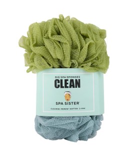 SPA ACCESSORIES by Spa Accessories (UNISEX) - SPA SISTER JUMBO SPONGE 2 PACK (GREEN & MARINE)