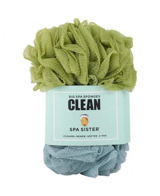 SPA ACCESSORIES by Spa Accessories (UNISEX) - SPA SISTER JUMBO SPONGE 2 PACK (GREEN & MARINE)