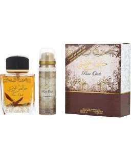 LATTAFA PURE OUDI by Lattafa (UNISEX) - EAU DE PARFUM SPRAY 3.4 OZ & DEODORANT 1.6 OZ