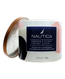 Nautica 14.5 oz Soy Wax Blend 3 Wick Candle - Teakwood & Sea Salt