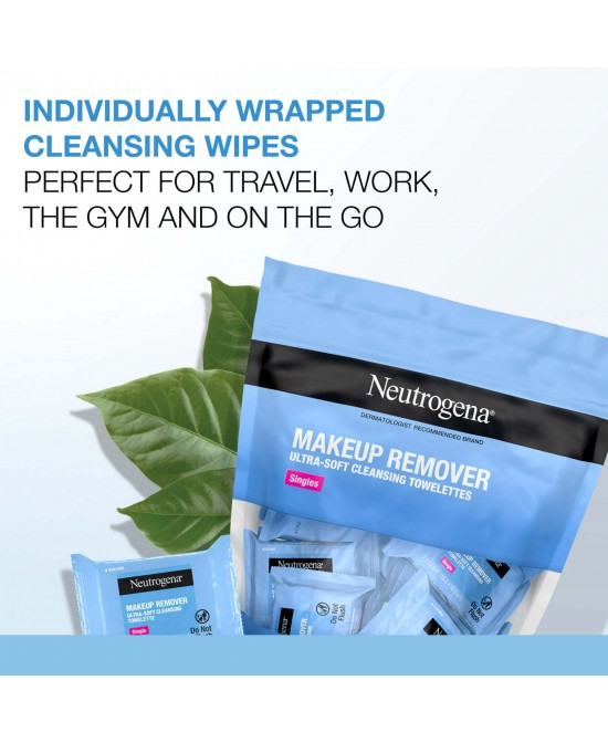 Neutrogena Cleansing Makeup Remover Wipes, Individually Wrapped, 20 Ct