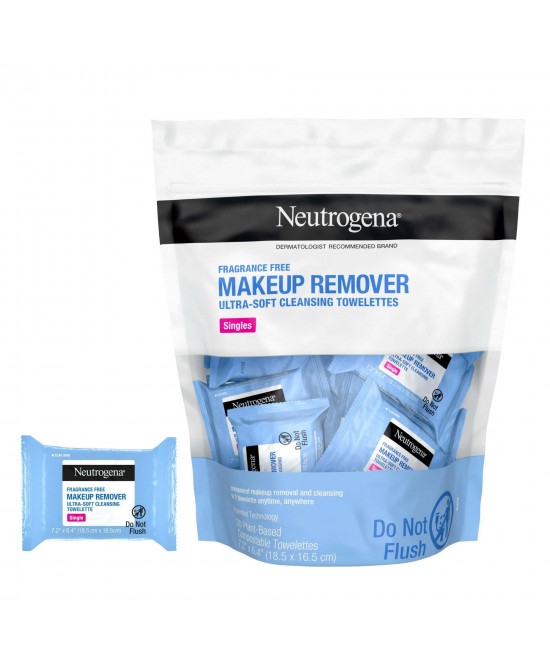 Neutrogena Fragrance-Free Makeup Remover Face Wipe Singles, 20 Ct