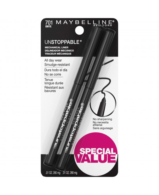 Maybelline Unstoppable Waterproof Eyeliner, Onyx, 2 Pack