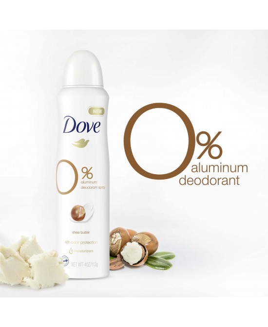 Dove 0% Aluminum Deodorant Spray Shea Butter Aluminum Free Deodorant For 48 Hour Protection 4OZ, 1