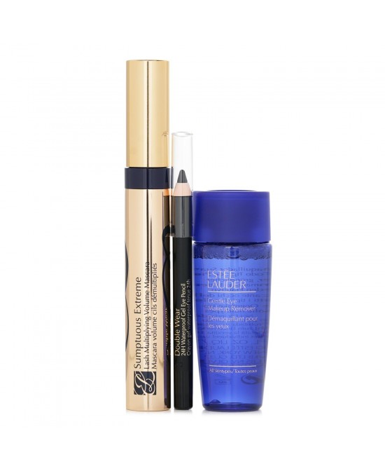 ESTEE LAUDER - Sumptuous Extreme Mascara Set: Extreme Volume Mascara 8ml + Double Wear Eye Penci 8g + Eye Makeup Remover 30ml 622760 3pcs