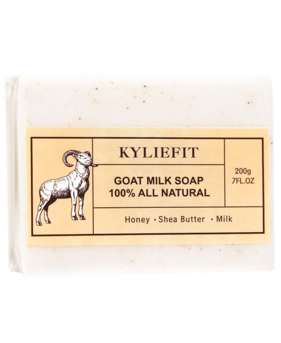 KYLIEFIT Goat Milk Soap All Natural, Whitening, Cleansing, Nourishing, With Honey, Shea Butter, Milk, For Face And Body