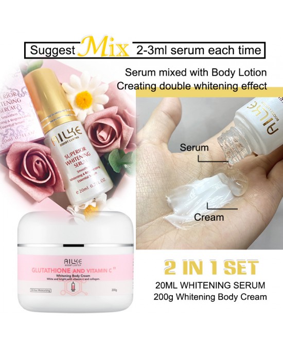 AILKE Brightening Skin Care, With Glutathione Vitamin C, Smooth, Glow, Clean Skin, Intensive Moisturizer, Improve Rough Skin