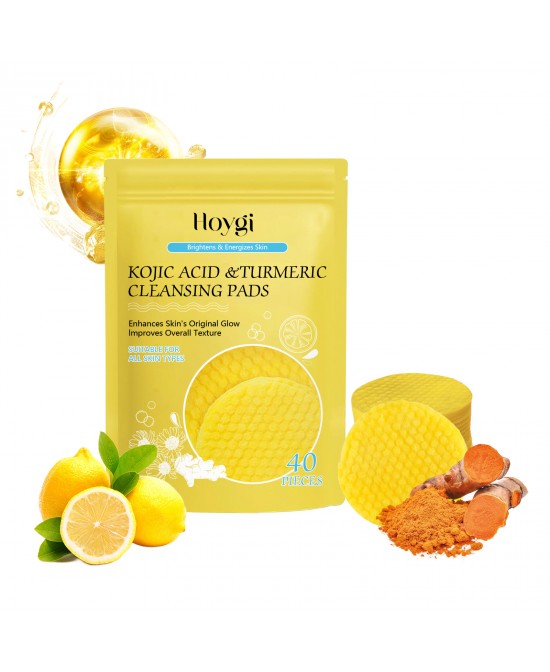 HOYGI Turmeric Acid Cleansing Pad Face Skin Pore Cleansing Makeup Remover Gentle Exfoliating Cleansing Pad