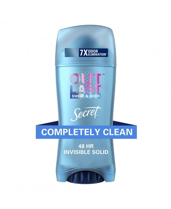 Secret Outlast Invisible Solid Antiperspirant Deodorant for Women, Completely Clean, 2.6 oz