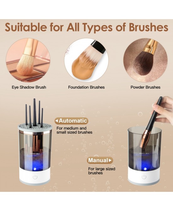 3 In 1 Makeup Brush Blender Cleaner Automatic Makeup Brush Cleaner Machine USB Powered Brush Drying Storage Suitable For All Types of Brushes