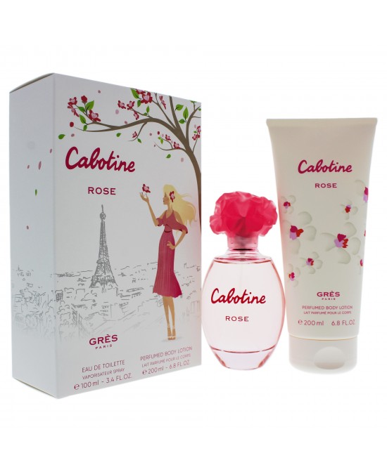 Cabotine Rose by Parfums Gres for Women - 2 Pc Gift Set 3.4oz EDT Spray, 6.76oz Perfumed Body Lotion