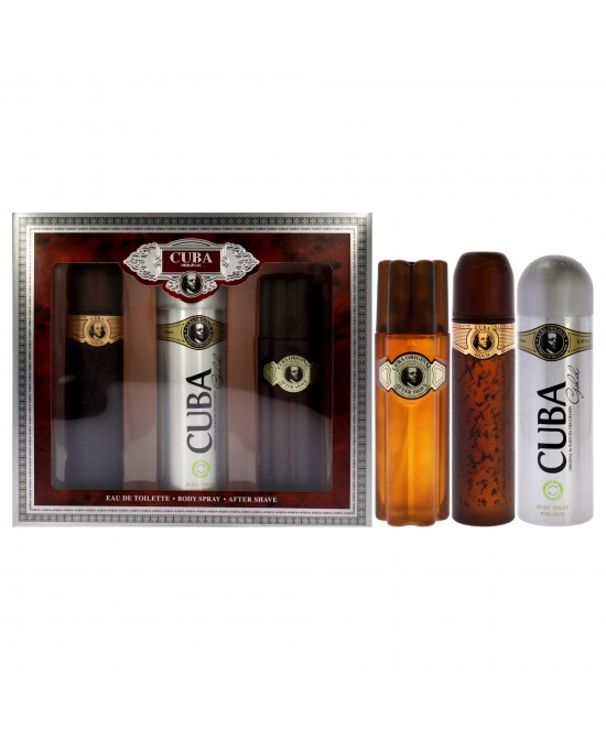 Cuba Gold by Cuba for Men - 3 Pc Gift Set 3.3oz EDT Spray, 6.6oz Deodorant Spray, 3.3oz After Shave