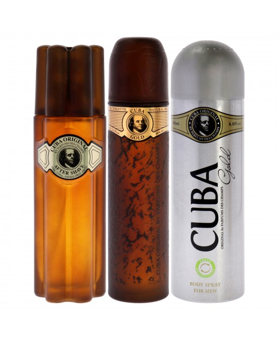 Cuba Gold by Cuba for Men - 3 Pc Gift Set 3.3oz EDT Spray, 6.6oz Deodorant Spray, 3.3oz After Shave