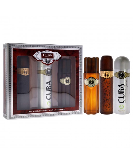 Cuba Gold by Cuba for Men - 3 Pc Gift Set 3.3oz EDT Spray, 6.6oz Deodorant Spray, 3.3oz After Shave