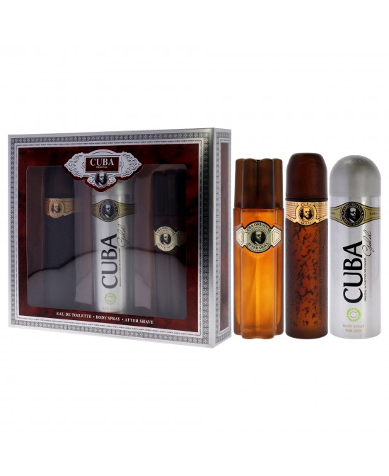 Cuba Gold by Cuba for Men - 3 Pc Gift Set 3.3oz EDT Spray, 6.6oz Deodorant Spray, 3.3oz After Shave