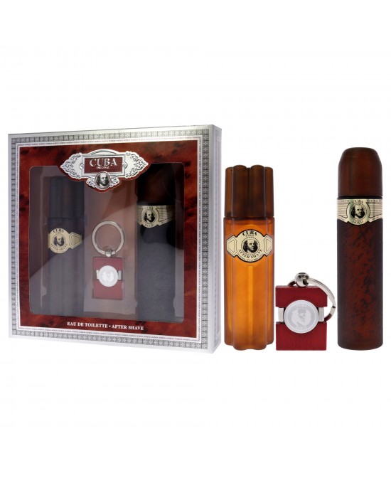 Cuba Gold by Cuba for Men - 3 Pc Gift Set 3.3oz EDT Spray, 3.3oz After Shave, Keychain