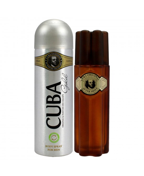 Cuba Gold by Cuba for Men - 2 Pc Gift Set 3.4oz After Shave, 6.7oz Body Spray