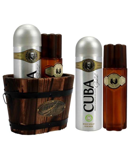 Cuba Gold by Cuba for Men - 2 Pc Gift Set 3.4oz After Shave, 6.7oz Body Spray