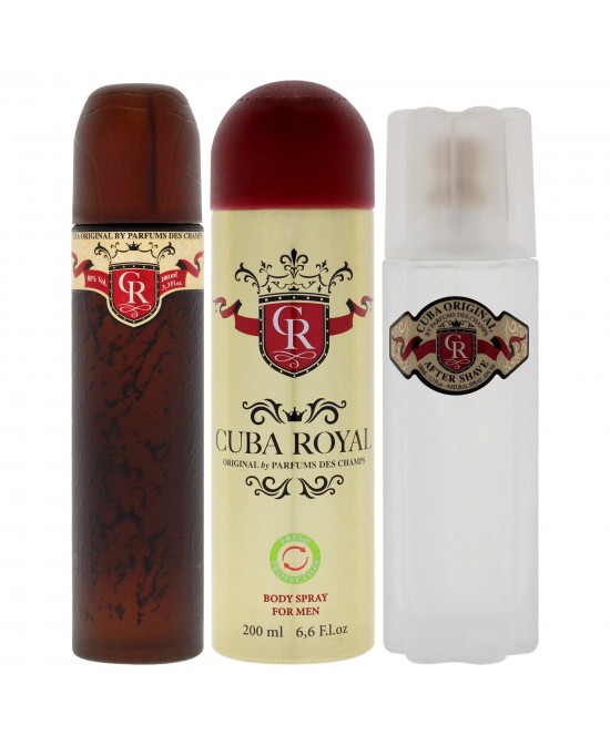 Cuba Royal by Cuba for Men - 3 Pc Gift Set 3.3oz EDT Spray, 6.6oz Body Spray, 3.3oz After Shave