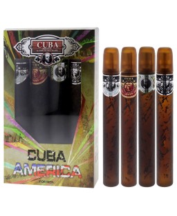 Cuba America by Cuba for Men - 4 Pc Gift Set 1.17oz EDT Spray Black, 1.17oz EDT Spray Green, 1.17oz EDT Spray Brown, 1.17oz EDT Spray Grey