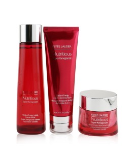 Estee Lauder - Nutritious Super-Pomegranate Overnight Radiance Collection: Cleansing Foam 125ml+Lotion Intense Moist 200ml+Night Creme 50ml - 3pcs