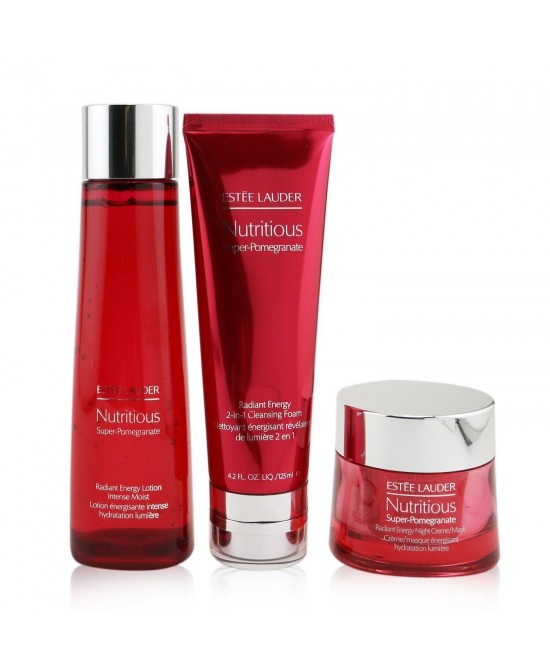 Estee Lauder - Nutritious Super-Pomegranate Overnight Radiance Collection: Cleansing Foam 125ml+Lotion Intense Moist 200ml+Night Creme 50ml - 3pcs