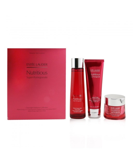 Estee Lauder - Nutritious Super-Pomegranate Overnight Radiance Collection: Cleansing Foam 125ml+Lotion Intense Moist 200ml+Night Creme 50ml - 3pcs