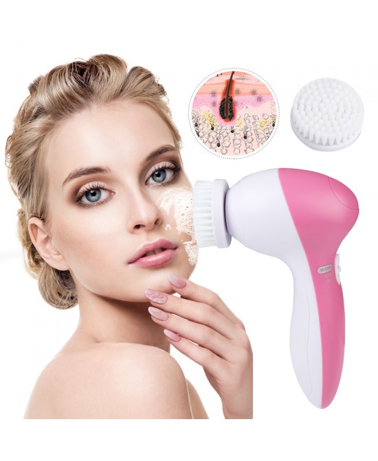 Facial Cleansing Brush Waterproof Face Spin Cleaning Brush with 5 Brush Heads