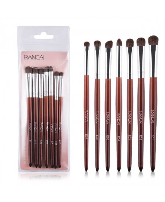 Eye Makeup Brushes 7pcs Essential Eyeshadow Brushes Kit with Soft Synthetic Hairs & Wood Handle for Eyeshadow, Blending, Eyebrow, Eyeliner