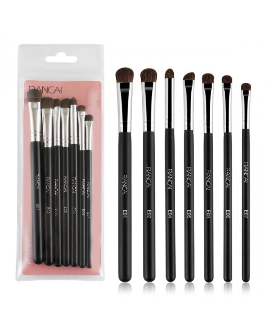 Eye Makeup Brushes 7pcs Essential Eyeshadow Brushes Kit with Soft Synthetic Hairs & Wood Handle for Eyeshadow, Blending, Eyebrow, Eyeliner