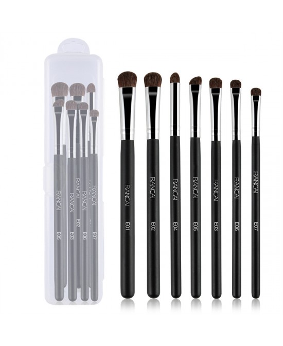 Eye Makeup Brushes 7pcs Essential Eyeshadow Brushes Kit with Soft Synthetic Hairs & Wood Handle for Eyeshadow, Blending, Eyebrow, Eyeliner