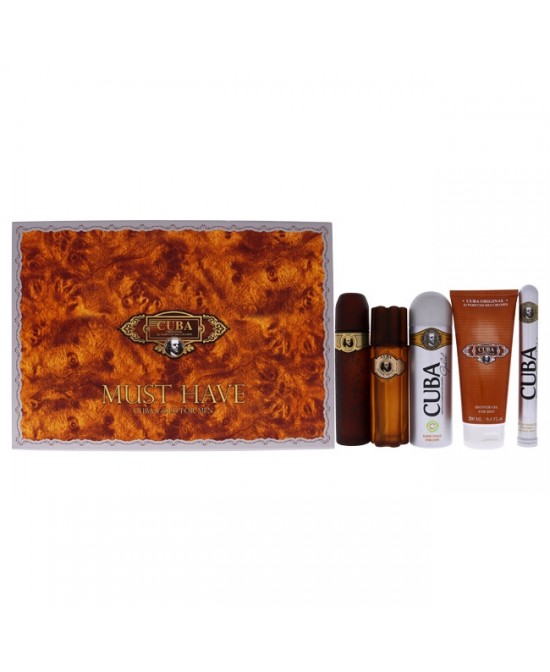 Cuba Gold Must Have by Cuba for Men - 5 Pc Gift Set 3.3oz EDT Spray; 1.17oz EDT Spray; 3.3oz After Shave; 6.7oz Body Spray; 6.7oz Shower Gel