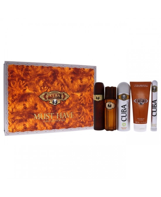 Cuba Gold Must Have by Cuba for Men - 5 Pc Gift Set 3.3oz EDT Spray; 1.17oz EDT Spray; 3.3oz After Shave; 6.7oz Body Spray; 6.7oz Shower Gel