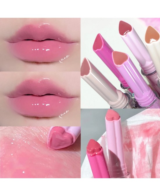 Jelly Mirror Lipstick Makeup Love Shape Waterproof Non-stick Cup Solid Lip Gloss Clear Long Lasting Moisturizing Lipstick Pen