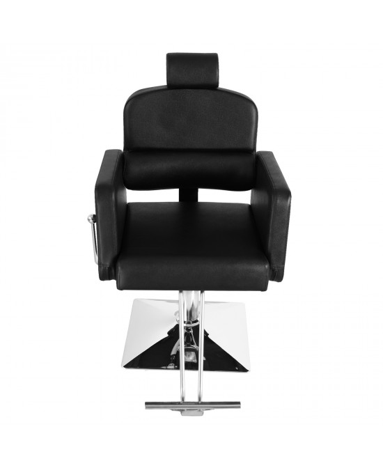 PVC Leather Cover Galvanized Square Plate With Footrest Reclining Barber Chair 300lbs Black HZ8897B N001