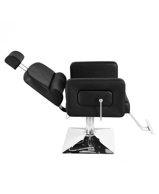 PVC Leather Cover Galvanized Square Plate With Footrest Reclining Barber Chair 300lbs Black HZ8897B N001