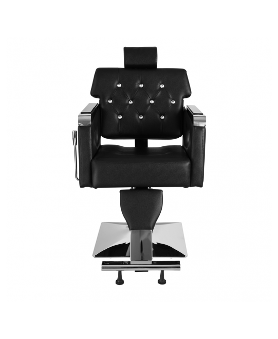 PVC Leather Cover Galvanized Square Tray with Footrest Retractable Barber Chair 300.00lbs Black HZ88111 N001