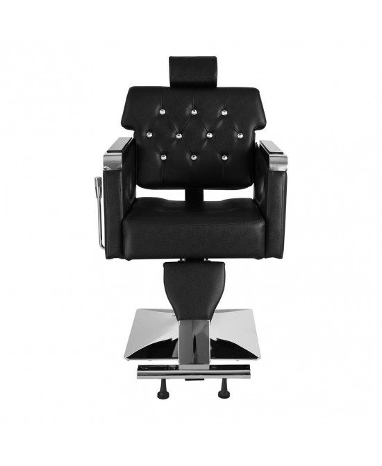 PVC Leather Cover Galvanized Square Tray with Footrest Retractable Barber Chair 300.00lbs Black HZ88111 N001