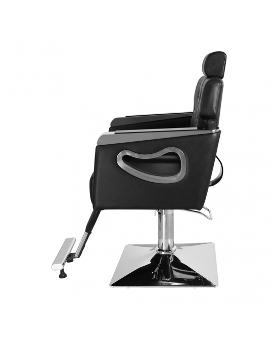 PVC Leather Cover Galvanized Square Tray with Footrest Retractable Barber Chair 300.00lbs Black HZ88111 N001