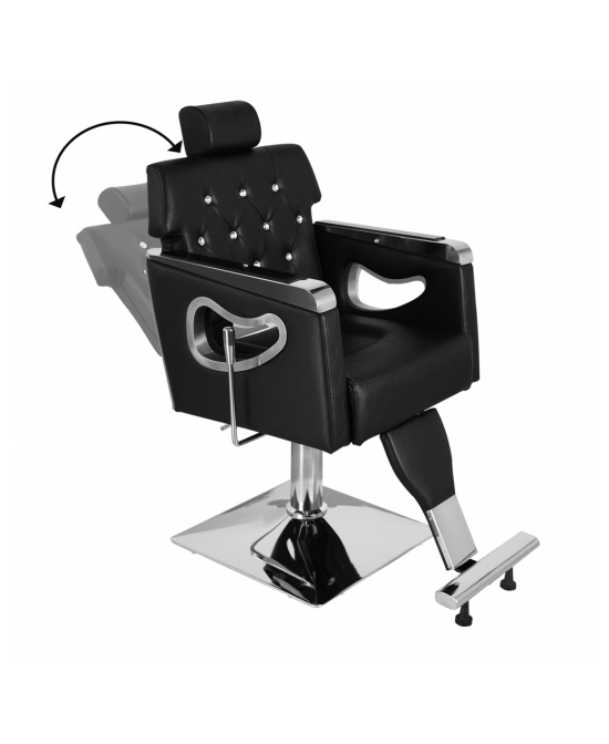 PVC Leather Cover Galvanized Square Tray with Footrest Retractable Barber Chair 300.00lbs Black HZ88111 N001