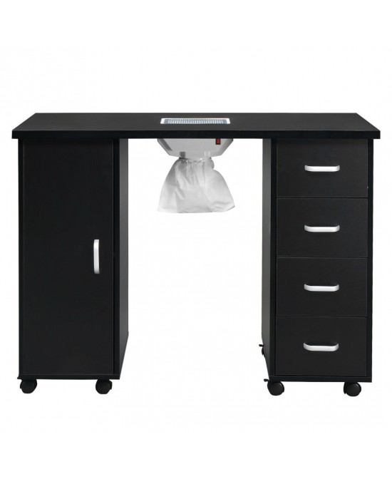 MDF Single Door 4 Drawers With Fan Black Nail Table